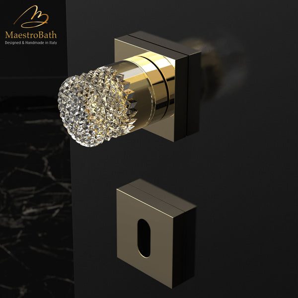 Handmade Crystal Door Handle | Gold