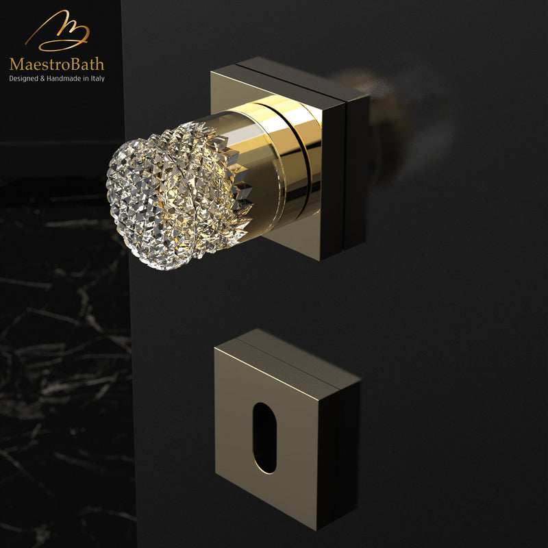 Handmade Crystal Door Handle | Gold