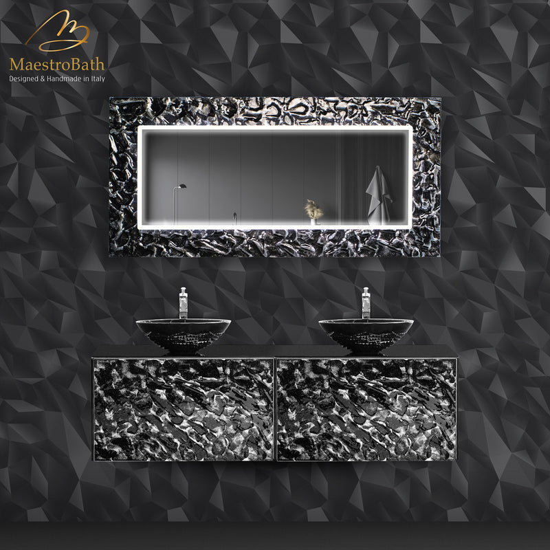 Lucent Luxury LED Lighted Mirror | Black and Silver