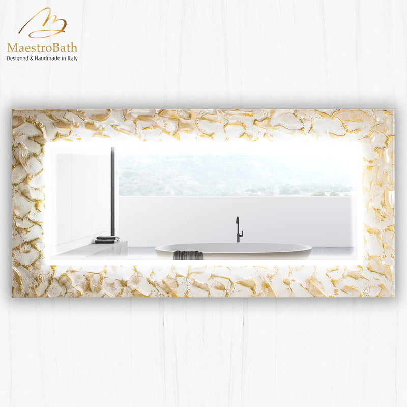 Lucent Luxury LED Lighted Mirror | White and Gold