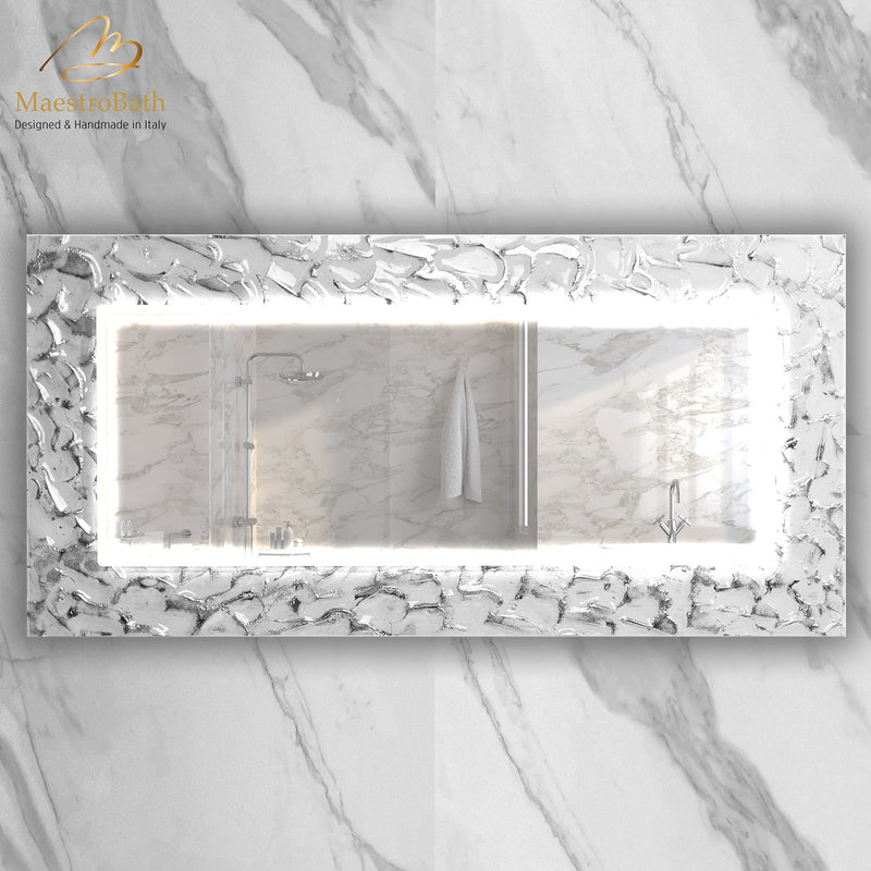 Lucent Luxury LED Lighted Mirror | White and Silver