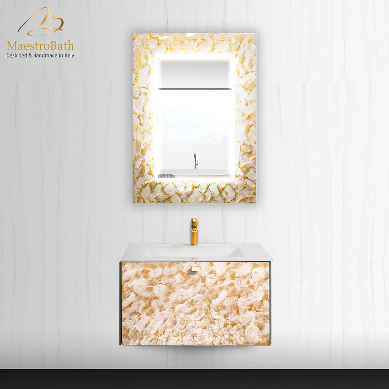 Artistic Luxury Mirror | White and Gold