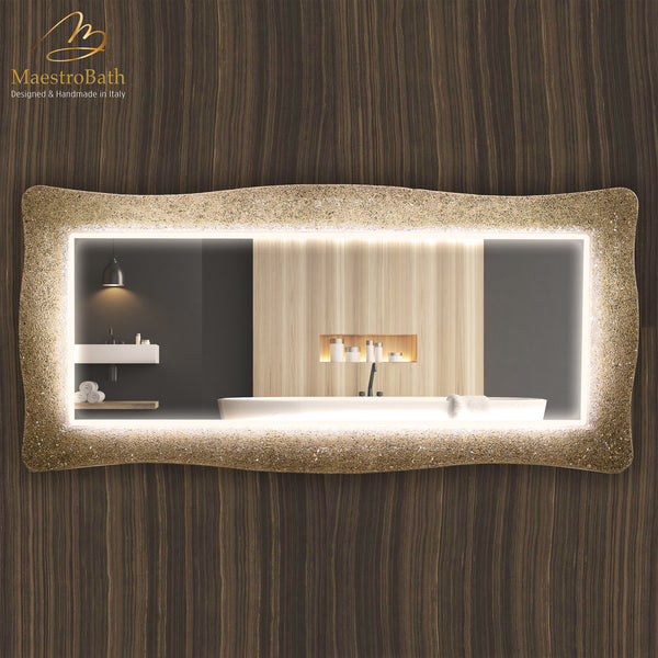 Lucent Luxury Crystal Double Vanity Mirror LED | Sand #color_sand