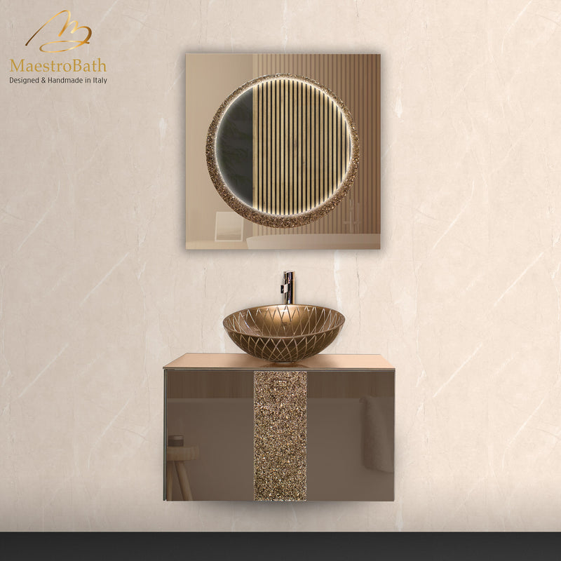 Lucent Luxury Crystal Single Vanity Mirror | Bronze