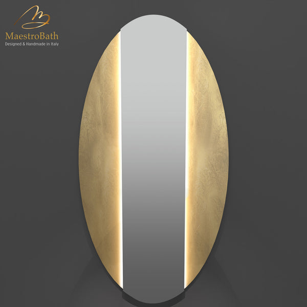 Ruffle Luxury LED Backlit Mirror | Gold Leaf #color_gold leaf