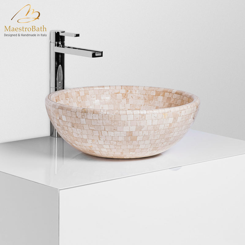 Vigillini Natural Stone Mosaic Luxury Vessel Sink