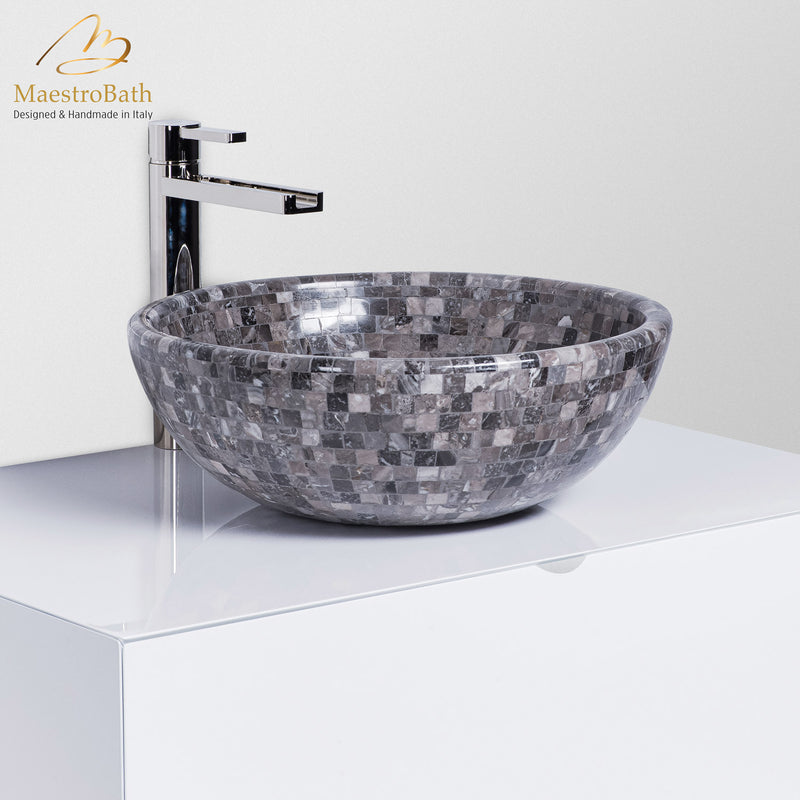 Vigillini Natural Stone Mosaic Luxury Vessel Sink