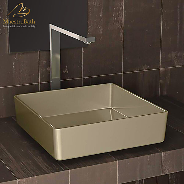 Pert Four Starlight Square Vessel Sink #color_champagne starlight