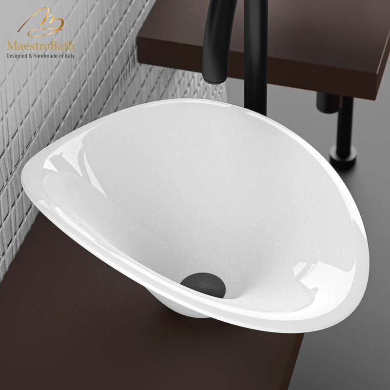 Calla Lilly White Ultra Modern Bathroom Sink