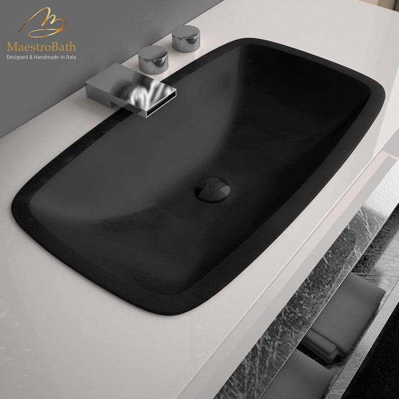 Pert Open Drop-In Bath Sink | Black