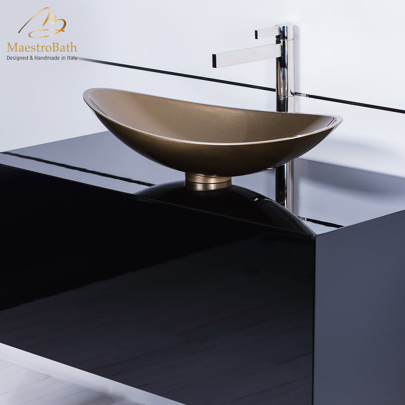 Modern vessel sink and faucet combo | Champagne