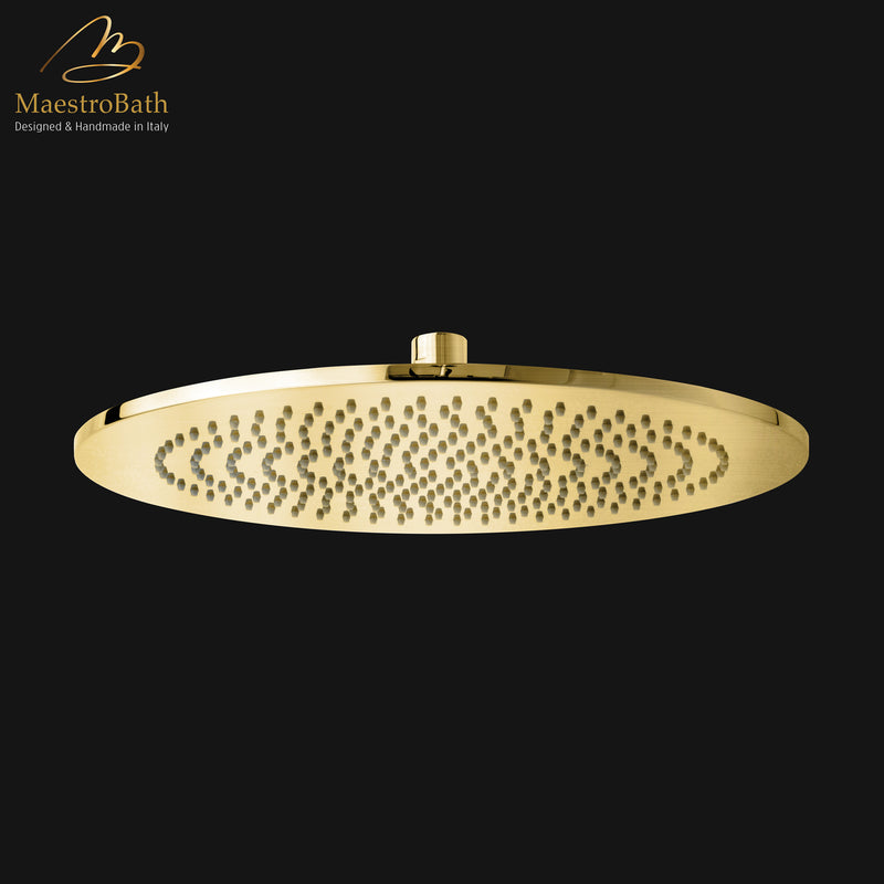 Round Brass Shower Head 9mm | Brushed Gold