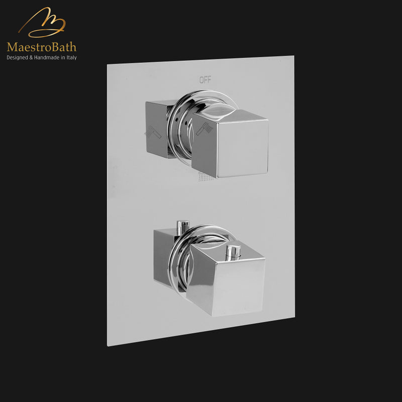 Kuadrat Thermostatic Concealed Bath & Shower With Diverter 2 Ways | Polished Chrome