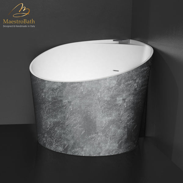 Compact Free Standing Bathtub | Silver Leaf