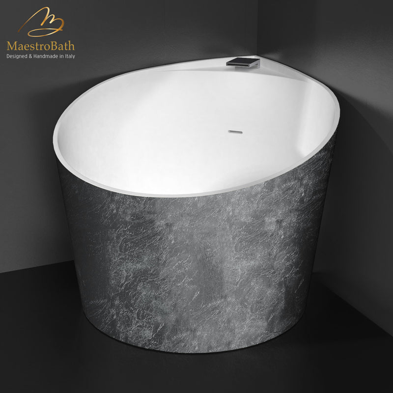 Compact Free Standing Bathtub | Silver Leaf