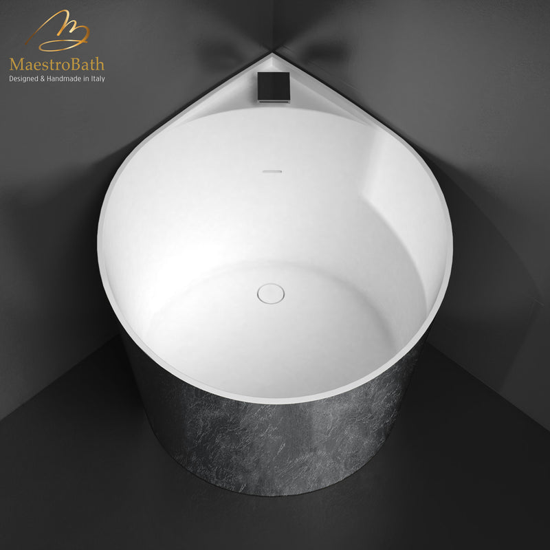 Compact Free Standing Bathtub | Silver Leaf