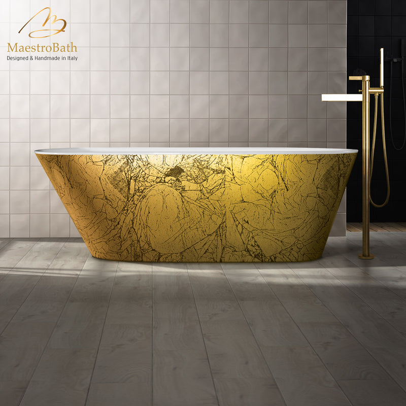 Sophia Luxury Freestanding Bathtub | Black and Gold