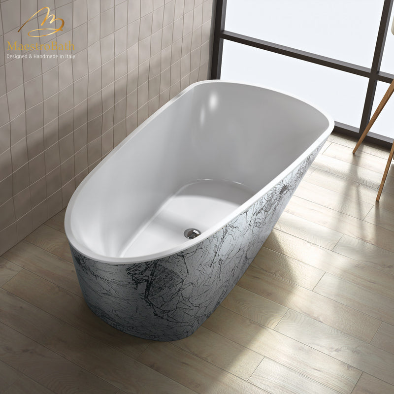 Sophia Luxury Freestanding Bathtub | Black and Silver