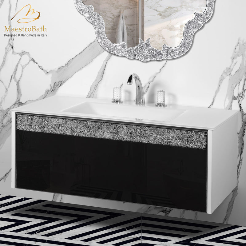 Alba Modern Single Integrated Glass Top Vanity