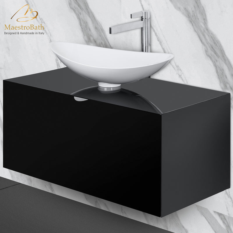 Dora 40 Black Lacquered Bathroom Vanity