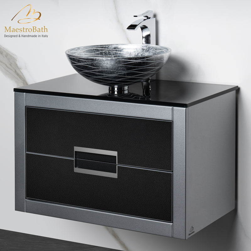 Danya Leather Modern Bathroom Vanity 32 Inch