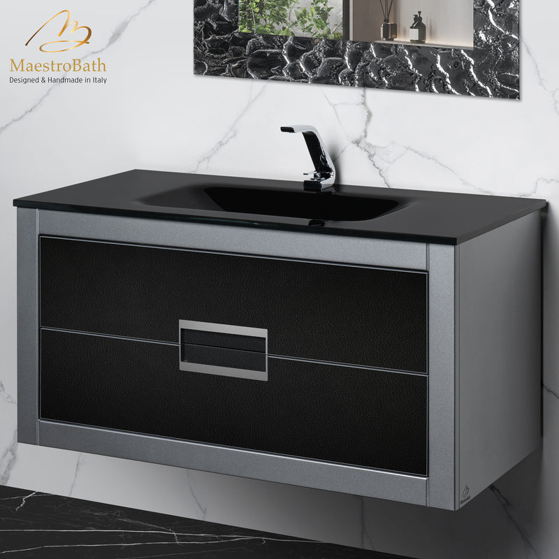 Danya Leather Modern Bathroom Vanity 40 Inch