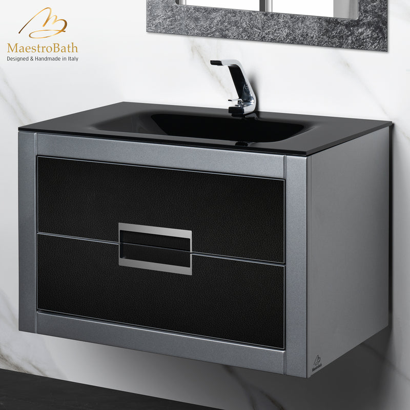 Danya Leather Modern Bathroom Vanity 32 Inch