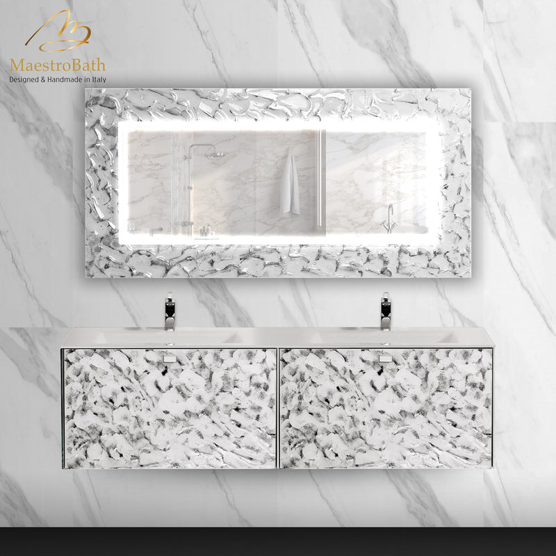 Designer Murano Glass Wallmount Bathroom Double Vanity