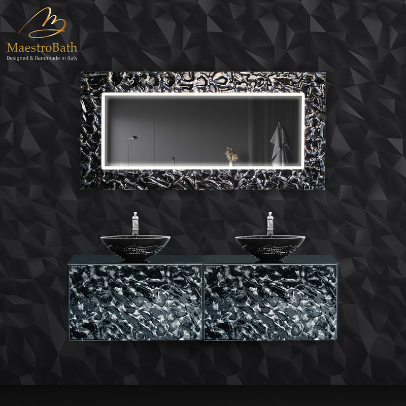 Designer Murano Glass Wallmount Bathroom Double Vanity