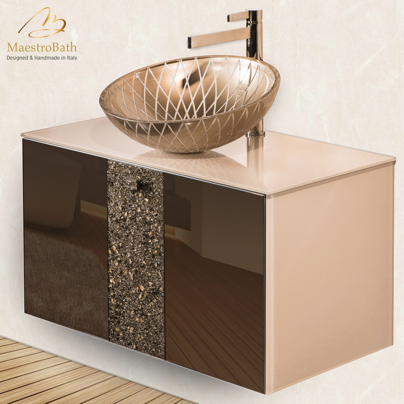 Luxury Crystal Glass Wallmount Bathroom Vanity