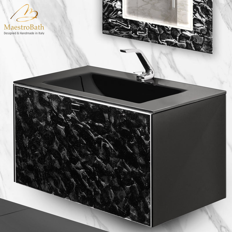 Luxury Murano Crystal Wallmount Bathroom Vanity