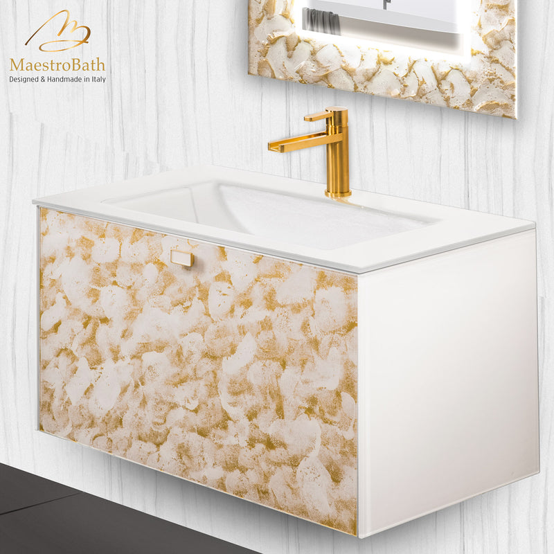 Luxury Murano Crystal Wallmount Bathroom Vanity