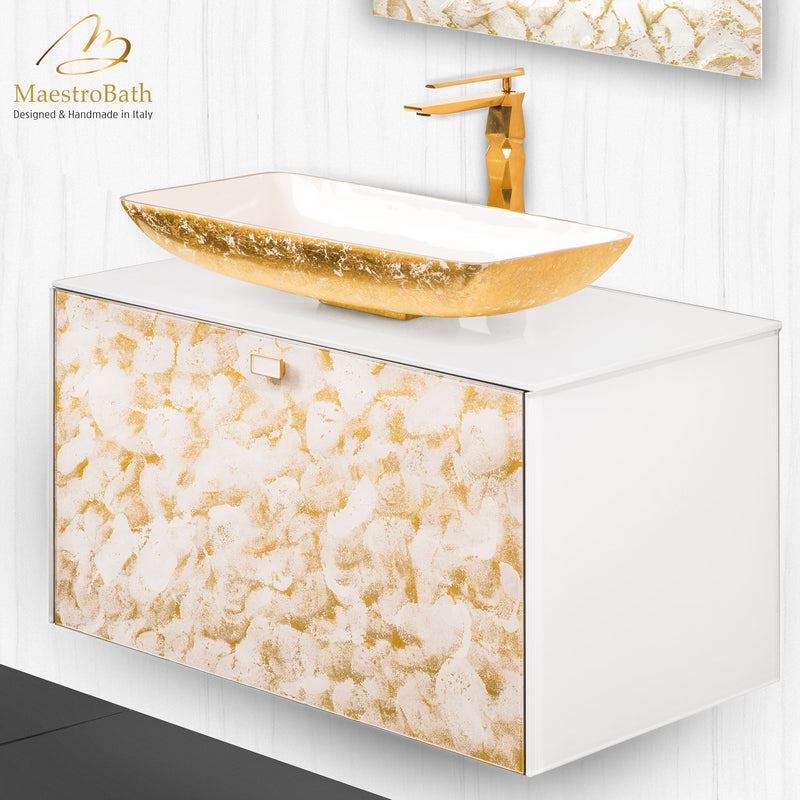 Luxury Murano Crystal Wallmount Bathroom Vanity