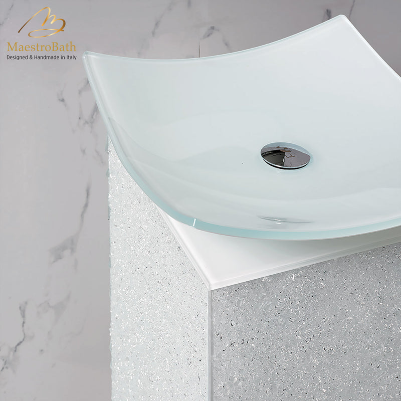 White Crystal Pedestal Sink