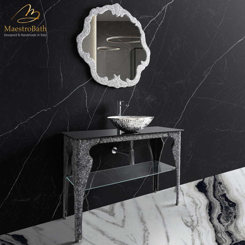 Onax Glass Handmade Luxury Console Mirror | Silver