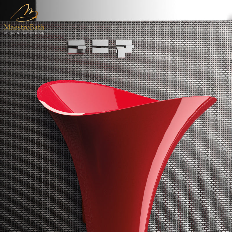 Calla Lily Modern Pedestal Sink | Red