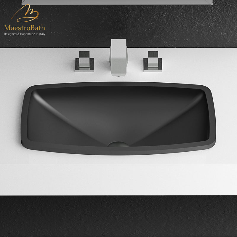 Rectangular Drop-In Bathroom Sink | Black