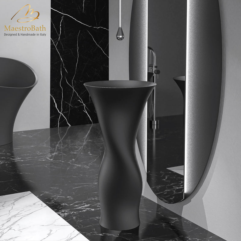 Ruffle Pedestal Sink | Black