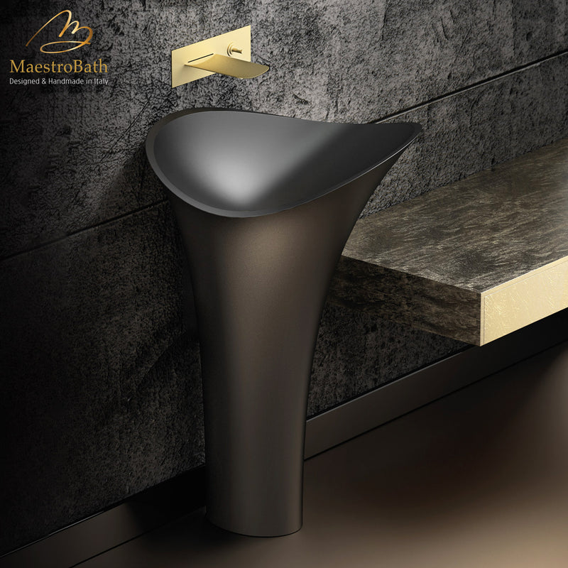 Calla Lily Modern Freestanding Bath Sink | Black