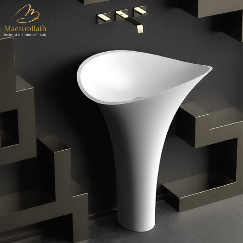 Calla Lily Pedestal Sink | White